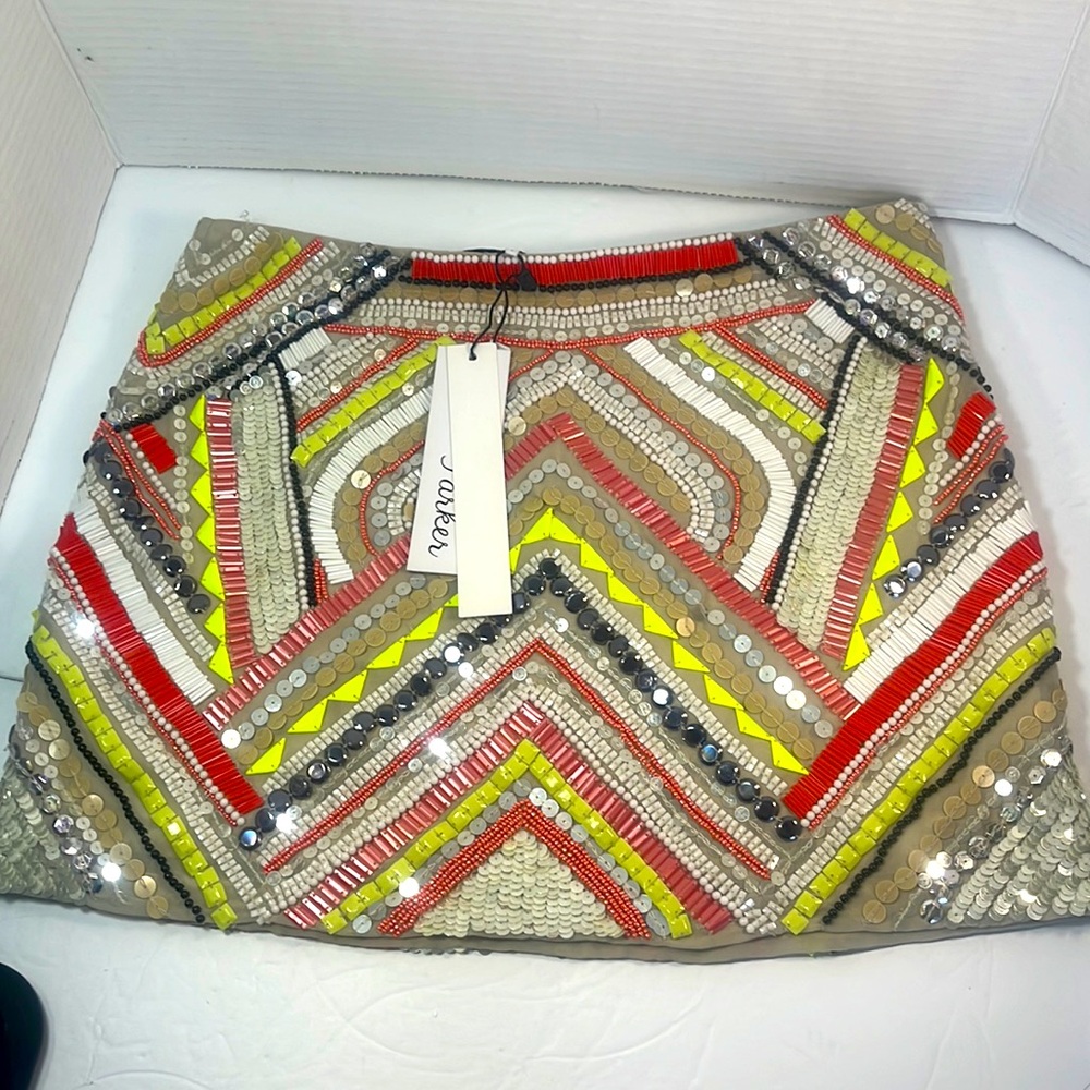 Parker Sequin Mini-Skirt Size 6 NWT Beautiful Beading